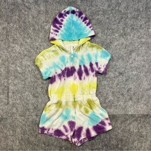 Tucker + Tate Tie-Dye Zip Towel Romper Swimwear Green Purple Blue White Size 3